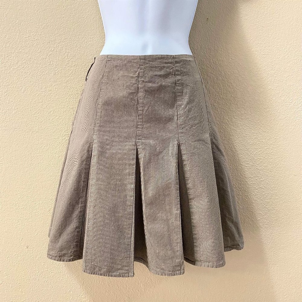 3/$25 Kenneth Cole New York Women's Striped Cotton Pleated Skirt Brown Size 4